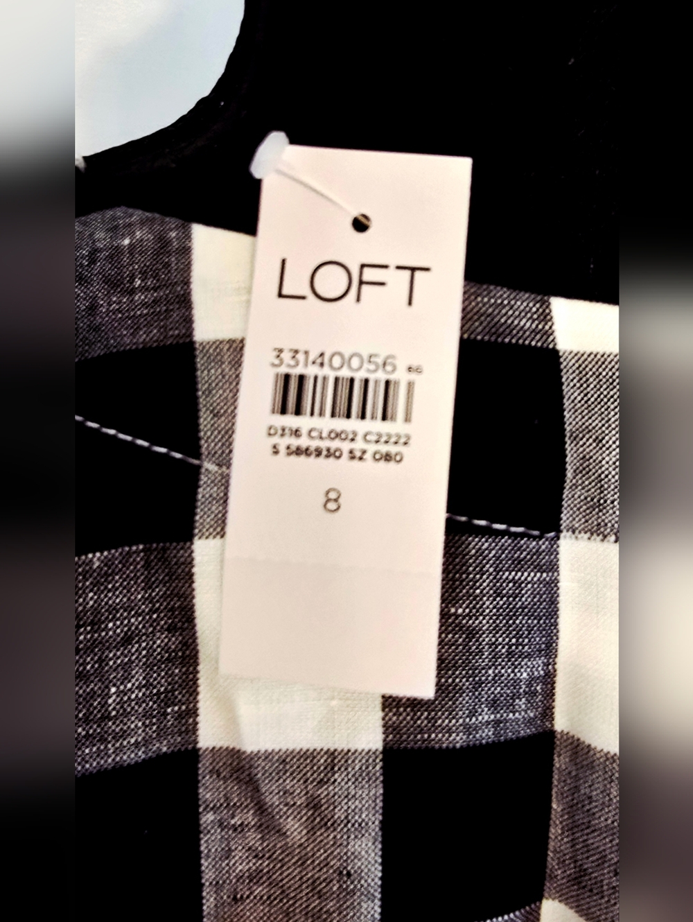 LOFT Black White Gingham Dress Teacher Linen Blend Cottagecore Coastal Preppy - Picture 8 of 12